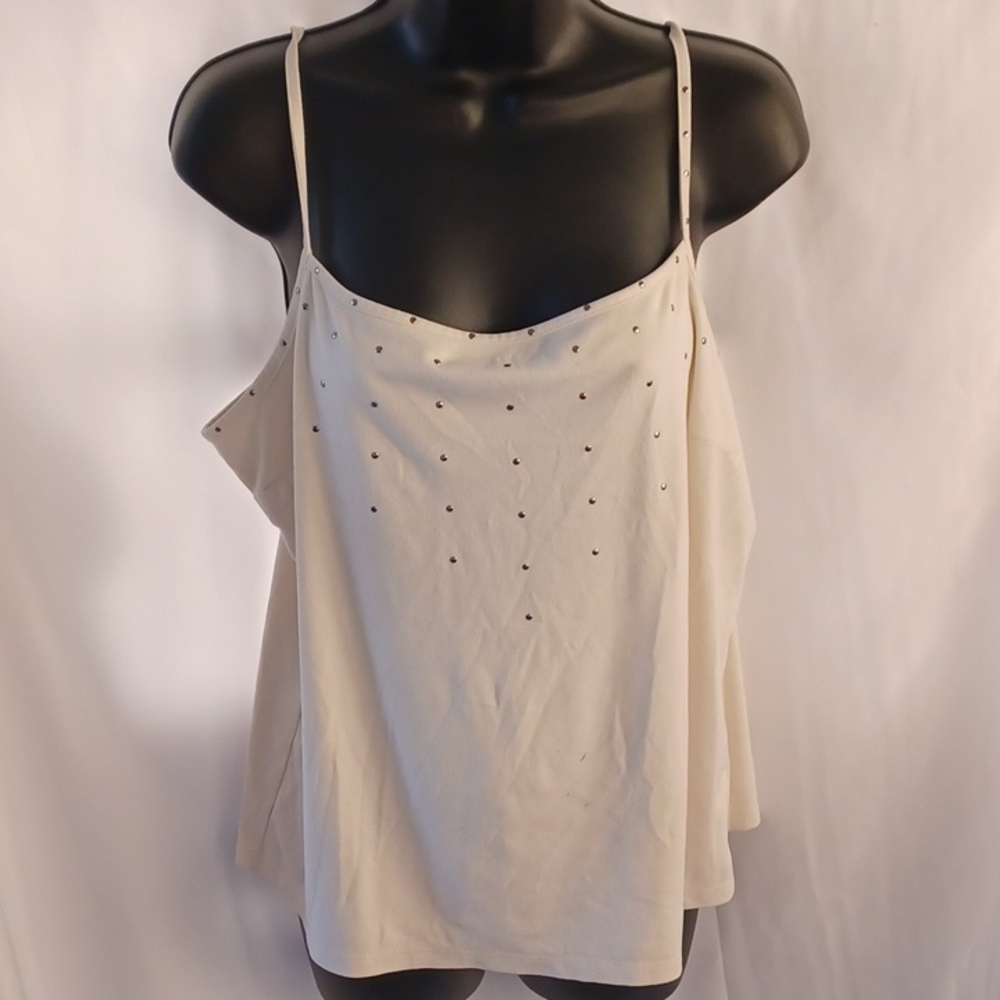 Idyllwind cream and silver stud tank blouse, xxl, suede feel, adjustable straps